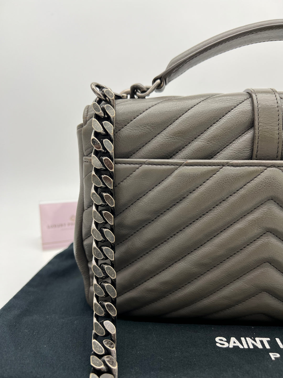 YVES SAINT LAURENT COLLEGE CHEVRON QUILTED BAG SHW MEDIUM