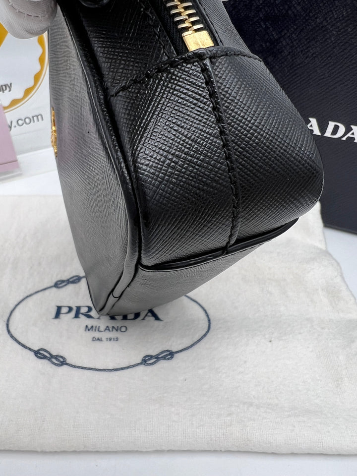 PRADA MINI CAMERA BAG SAFFIANO BLACK
