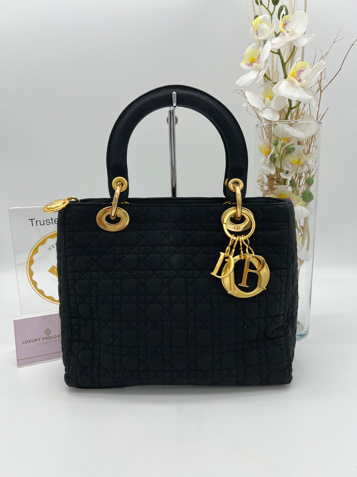 CHRISTIAN LADY DIOR VINTAGE CANVAS SMALL