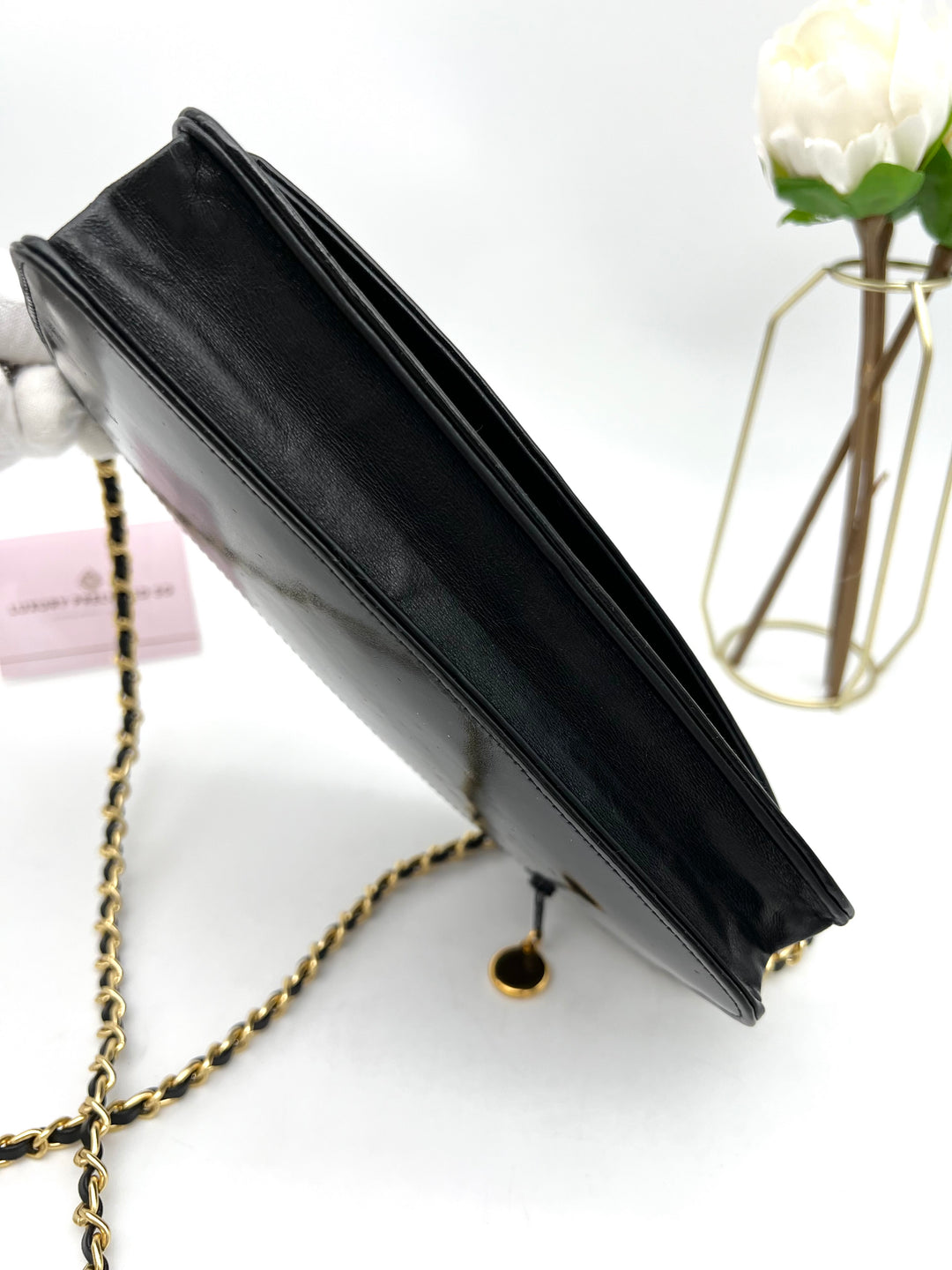 CHANEL TIMELESS WALLET ON CHAIN BLACK PATENT