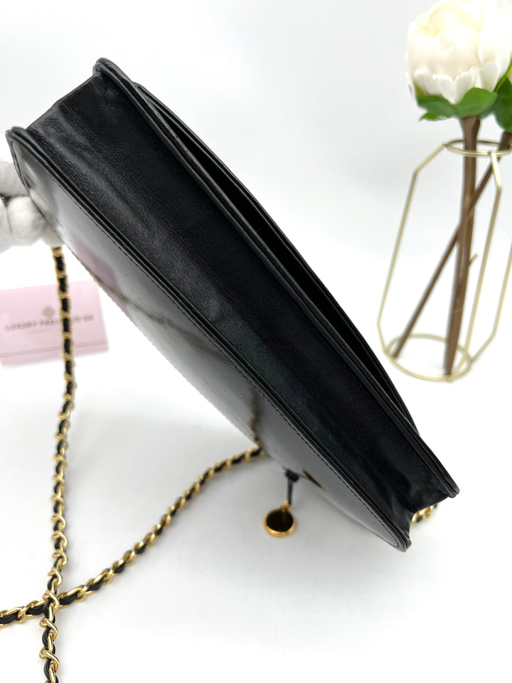 CHANEL TIMELESS WALLET ON CHAIN BLACK PATENT