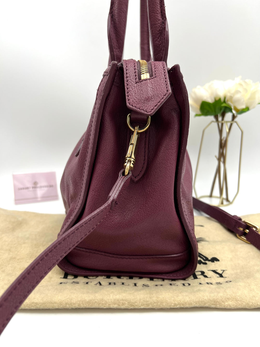 BURBERRY LONDON PURPLE GRAINED SMALL SHOULDER BAG