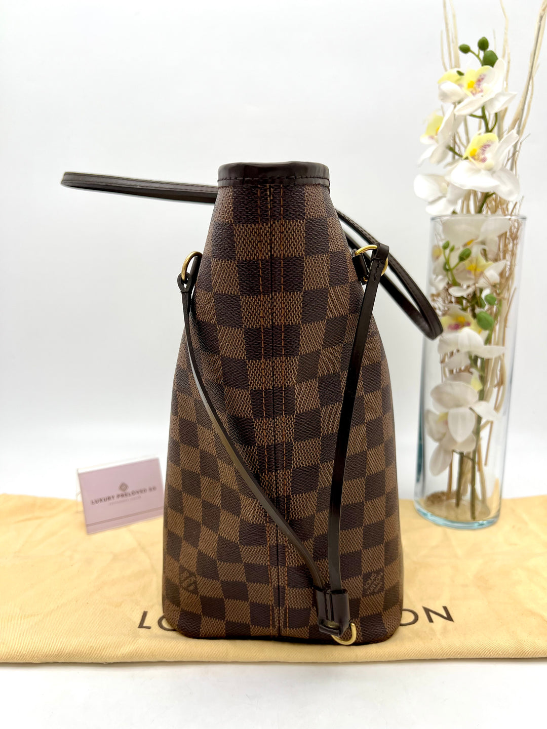 LOUIS VUITTON NEVERFULL MM DAMIER W/ POUCH