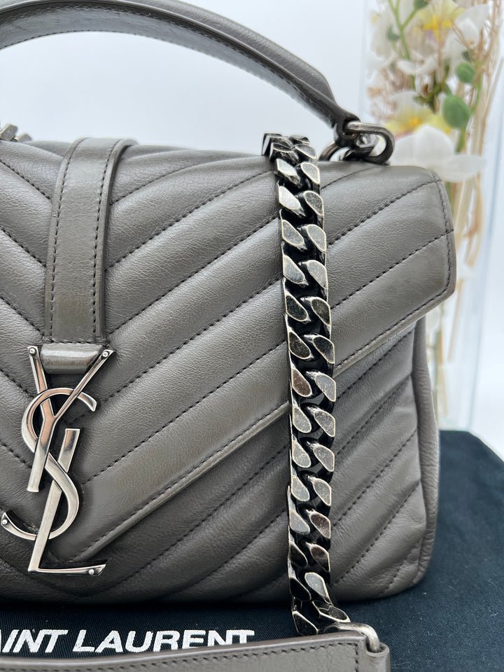 YVES SAINT LAURENT COLLEGE CHEVRON QUILTED BAG SHW MEDIUM