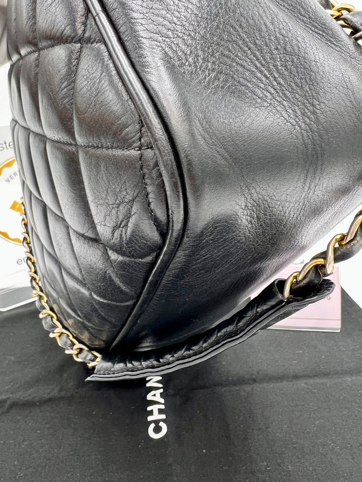 CHANEL VINTAGE LAMBSKIN SHOPPING TOTE BAG