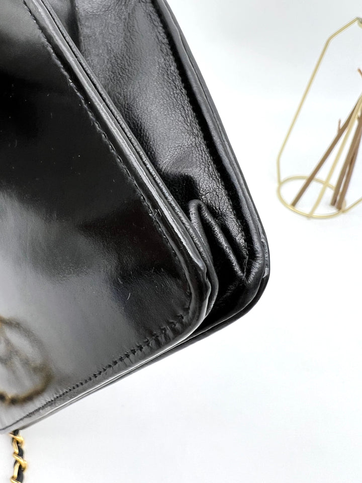 CHANEL TIMELESS WALLET ON CHAIN BLACK PATENT