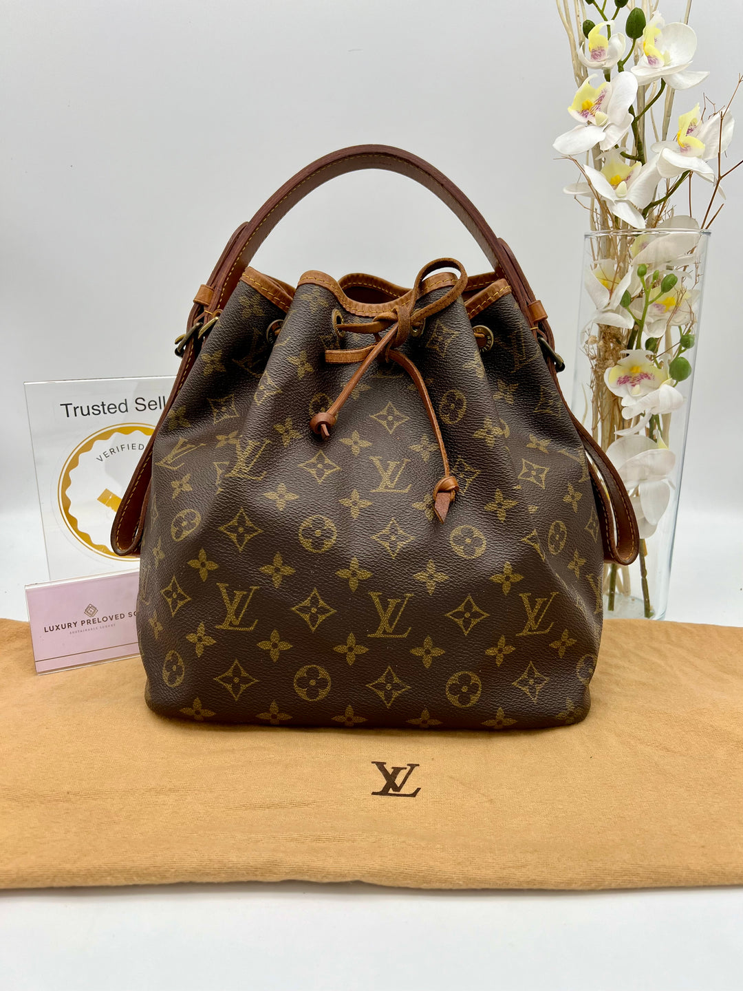 Designer Bags Louis Vuitton Monogram Canvas Petit Noe LOUIS