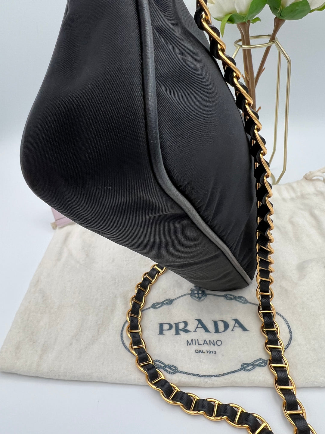 PRADA SAFFIANO NYLON CHAIN BAG