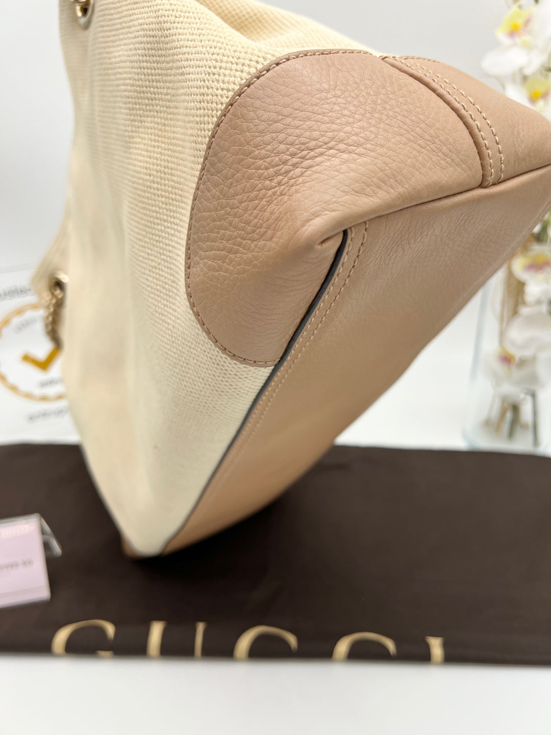 GUCCI SOHO HOBO CHAIN BAG CANVAS