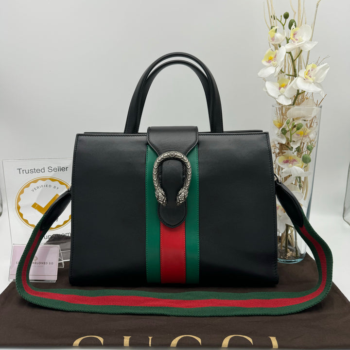 GUCCI CALFSKIN WEB STRIPE DIONYSUS