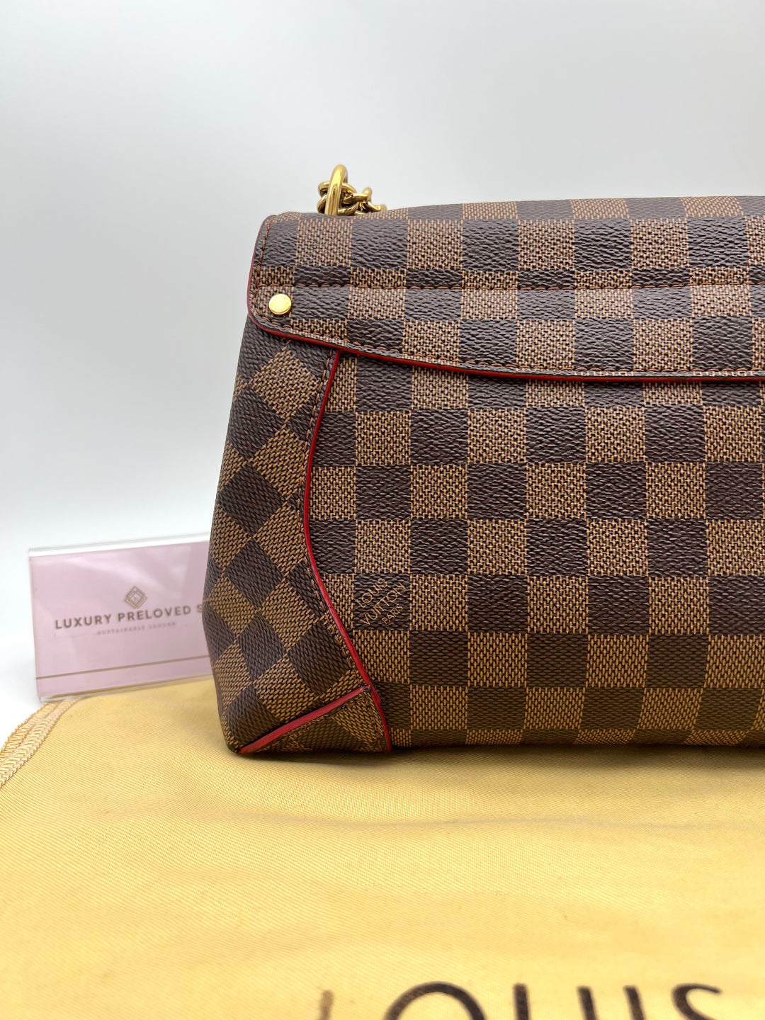 LOUIS VUITTON DAMIER EBENE CAISSA CLUTCH CHERRY