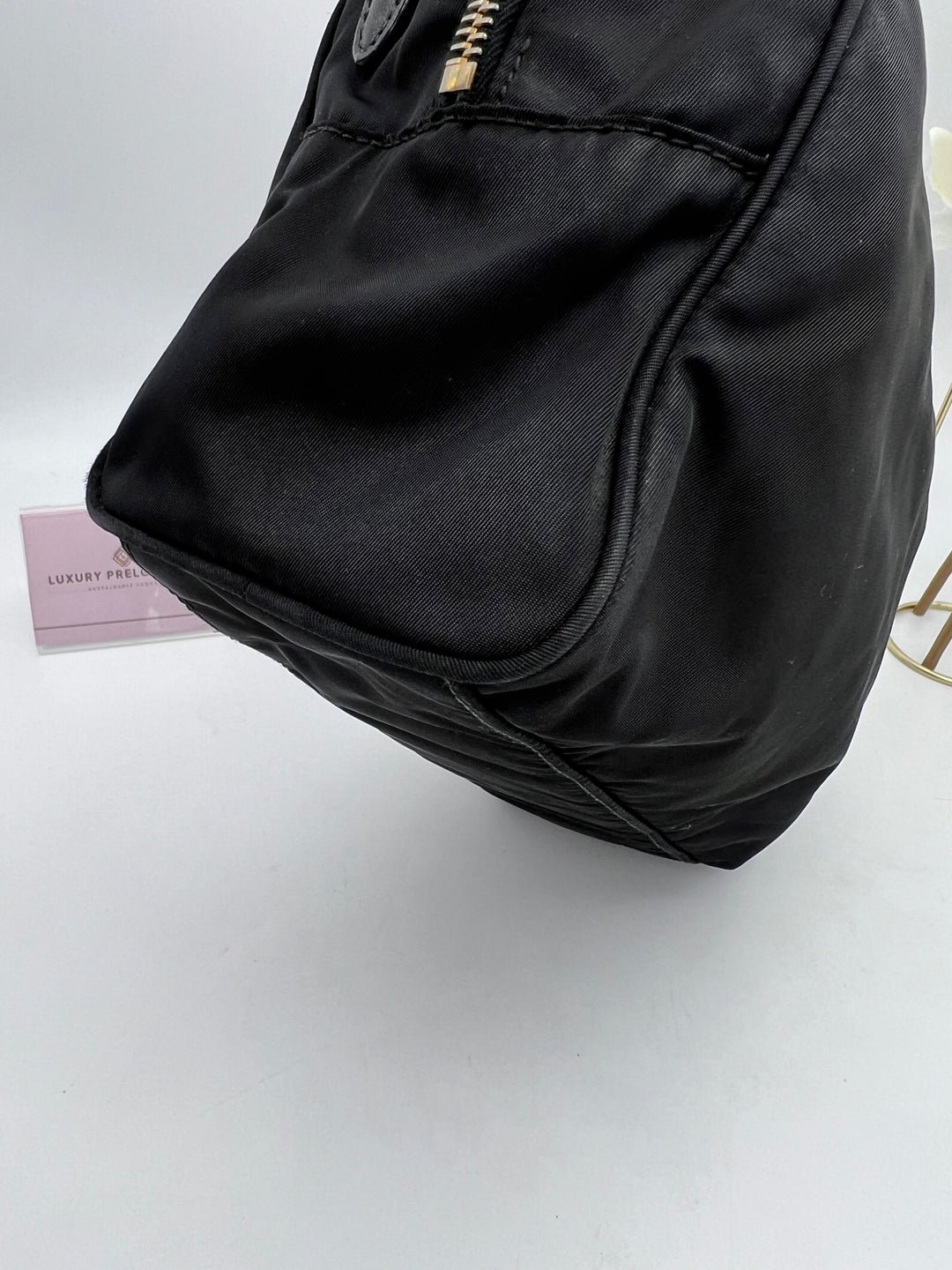 PRADA QUILTED BOW TOP HANDLE NYLON BAG
