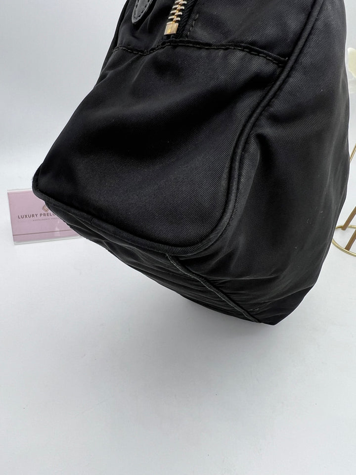 PRADA QUILTED BOW TOP HANDLE NYLON BAG