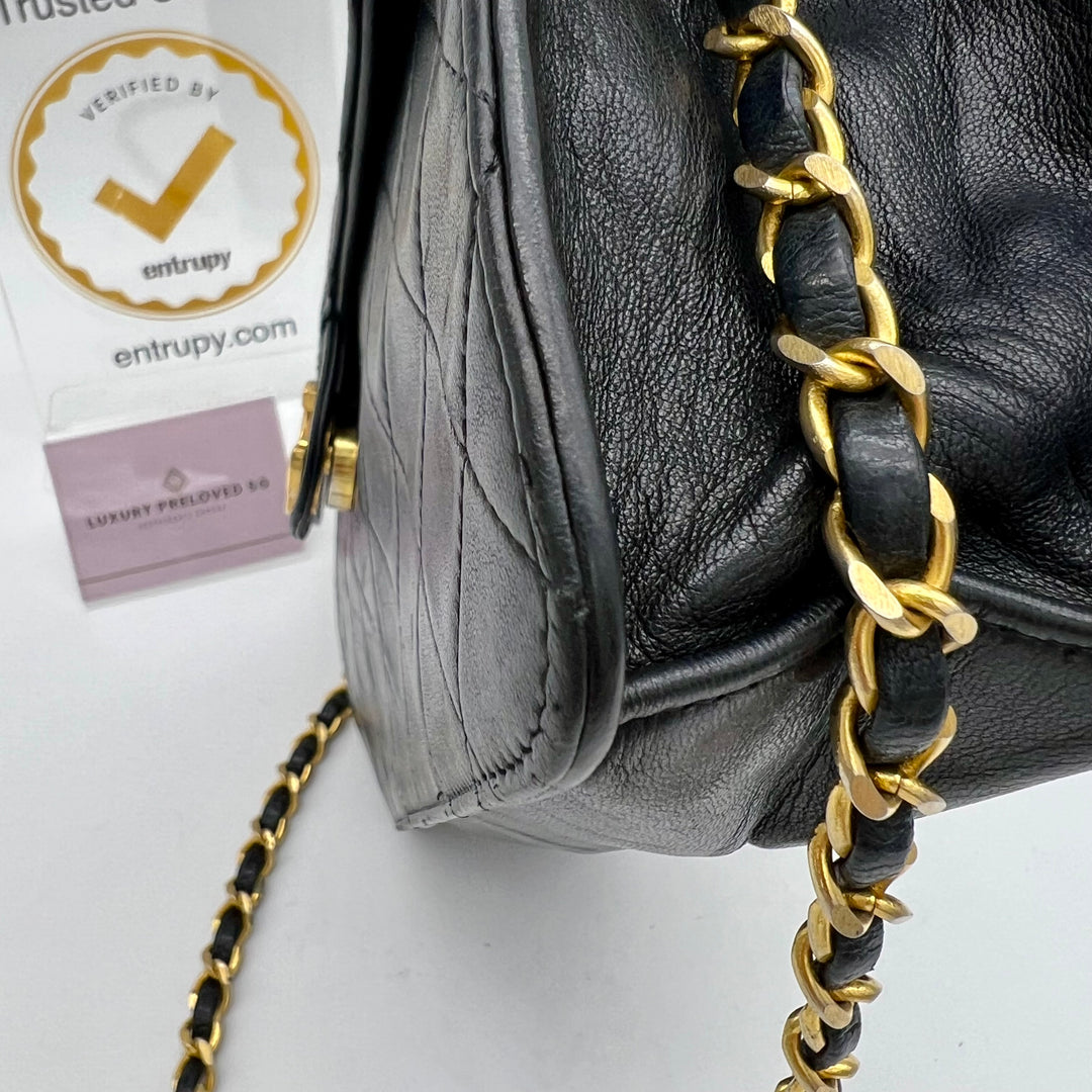 CHANEL BLACK MATALESSE PUSH LOCK CHAIN SHOULDER BAG