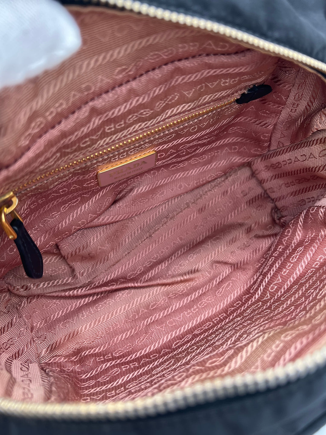 PRADA QUILTED BOW TOP HANDLE NYLON BAG