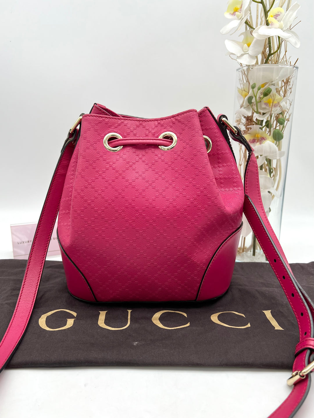 GUCCI GG DRAWSTRING BUCKET BAG