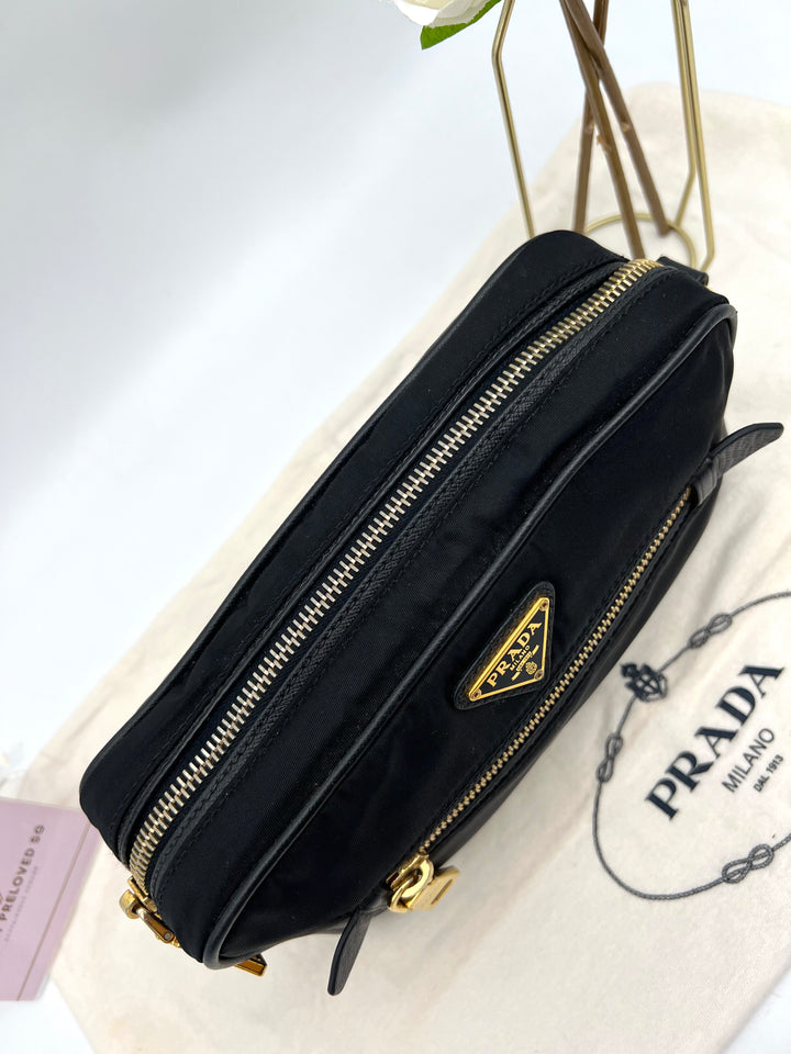 PRADA NYLON AND SAFFIANO CAMERA BAG