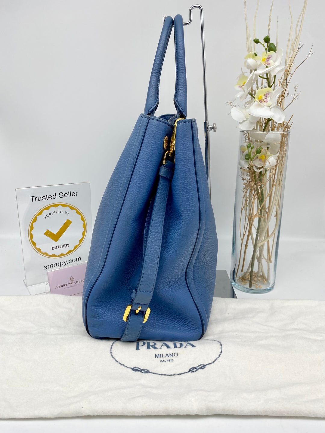 PRADA BLUE LEATHER DAINO 2 WAY BAG