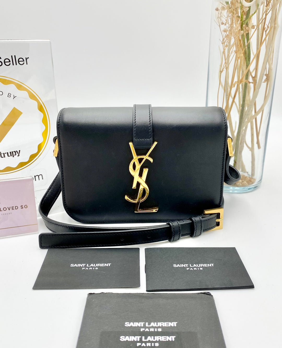 YVES SAINT LAURENT UNIVERSITE CALFSKIN MONOGRAM