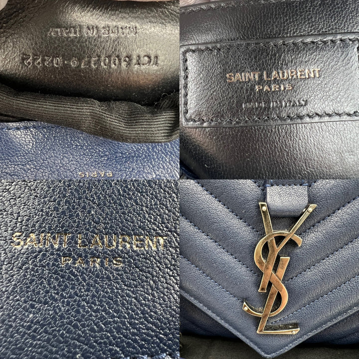 YVES SAINT LAURENT COLLEGE CHEVRON QUILTED BAG GHW MEDIUM