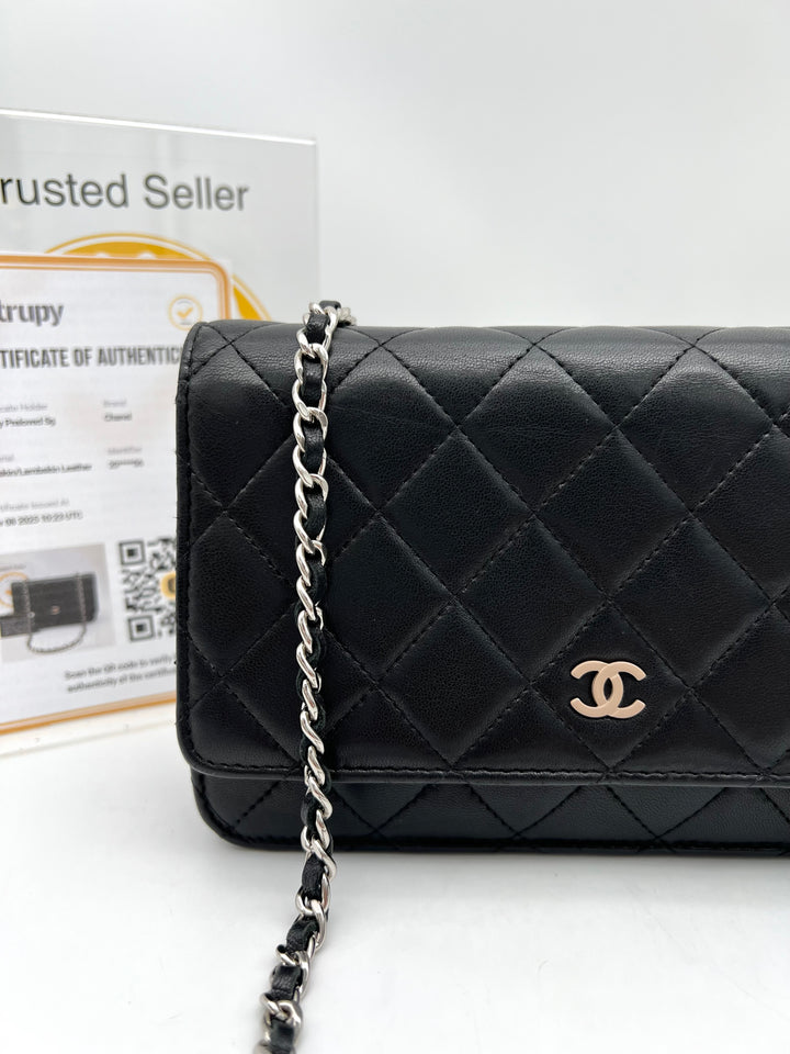 CHANEL LAMBSKIN WALLET ON CHAIN