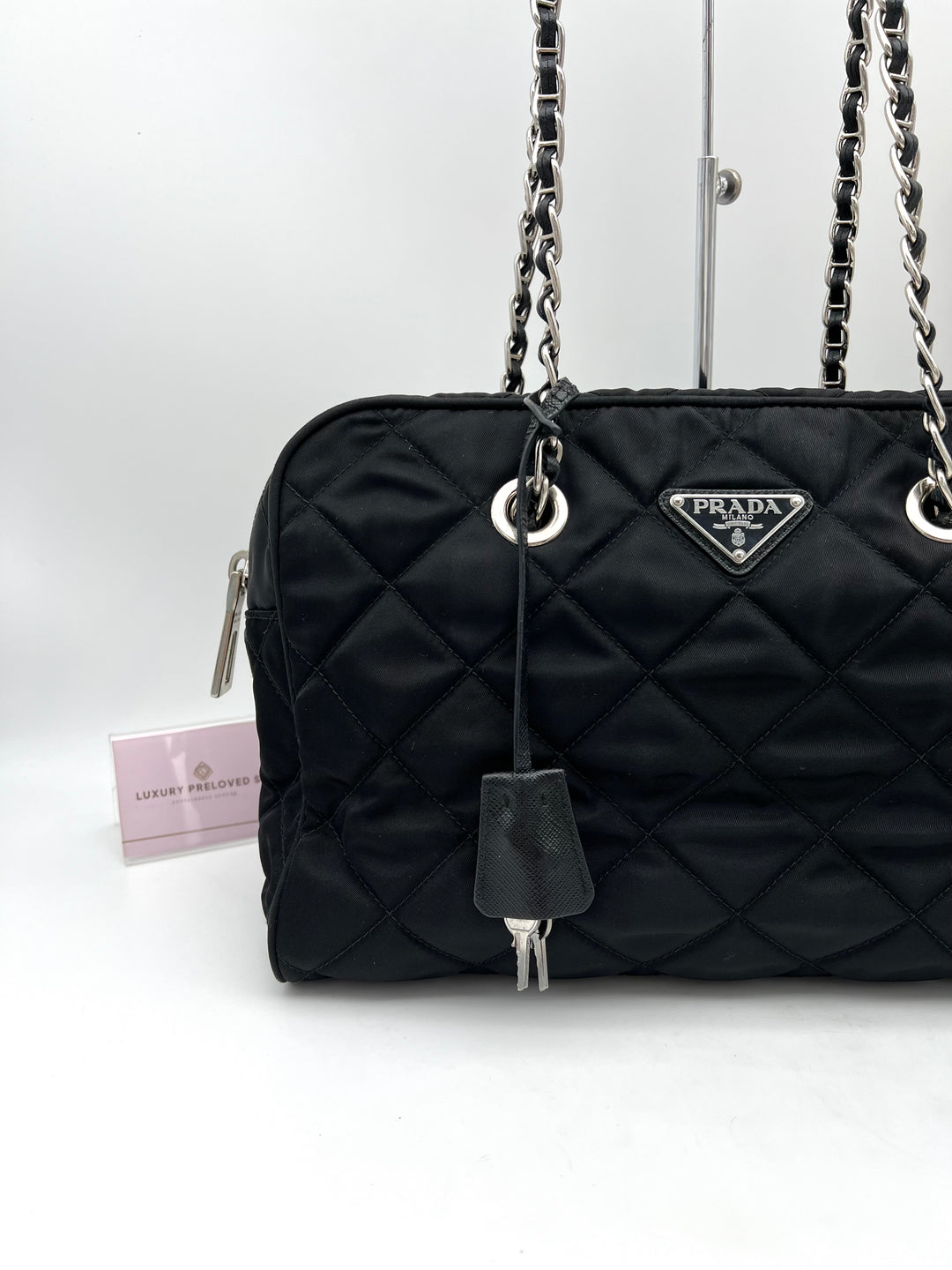 PRADA QUILTED TESSUTO CHAIN SHOULDER BAG