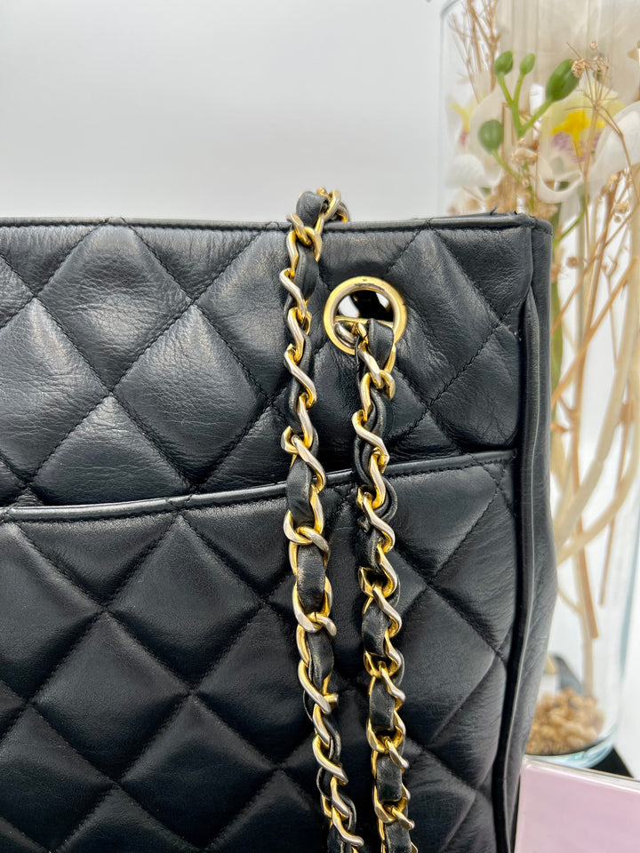 CHANEL VINTAGE LAMBSKIN SHOPPING TOTE BAG