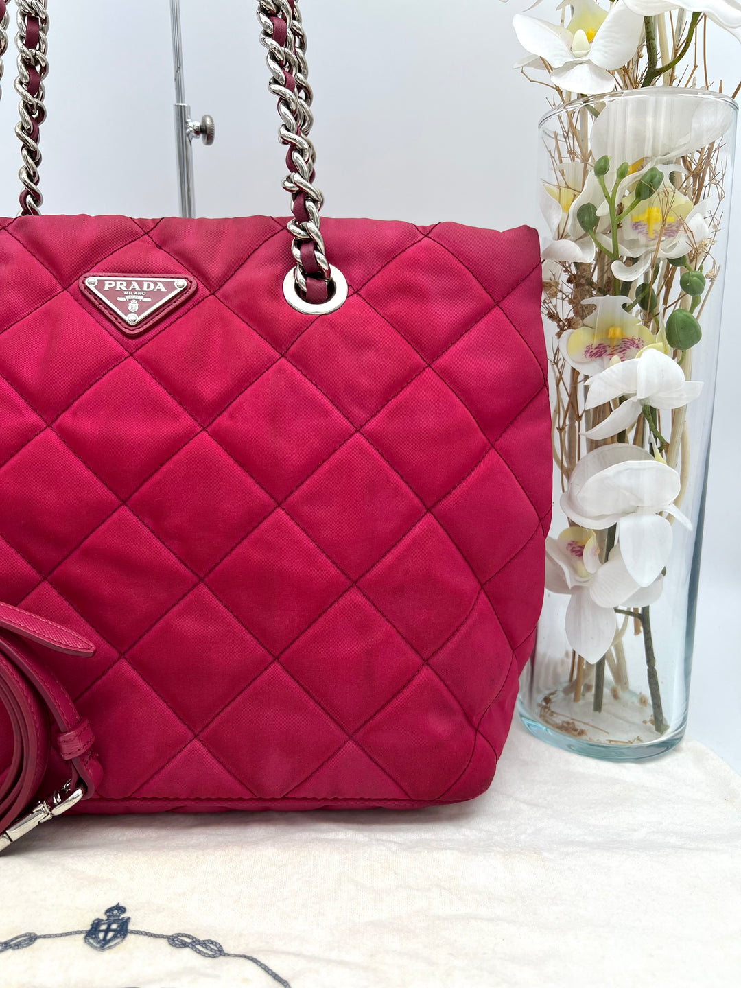 PRADA QUILTED TESSUTO CHAIN SHOULDER BAG