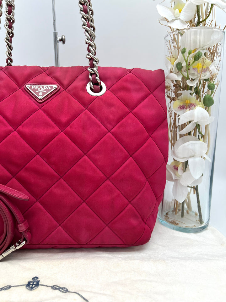 PRADA QUILTED TESSUTO CHAIN SHOULDER BAG