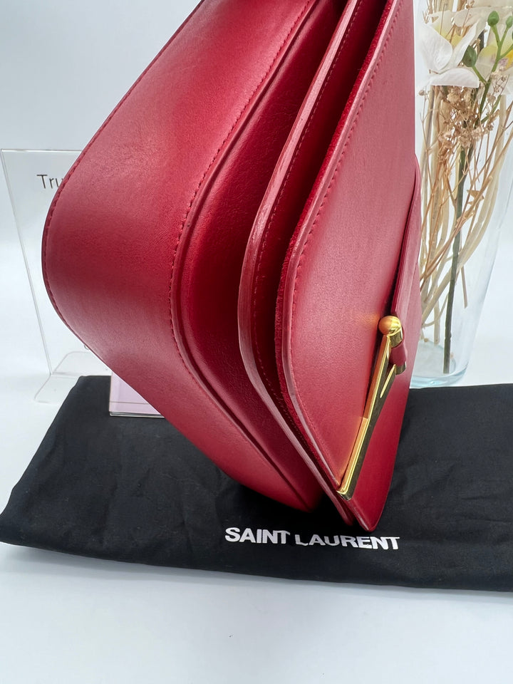 YVES SAINT LAURENT CALFSKIN CLASSIC Y SATCHEL RED