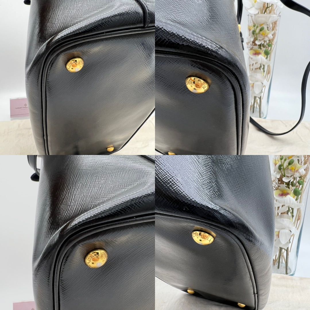 PRADA SAFFIANO VERNICE 2 WAY BLACK