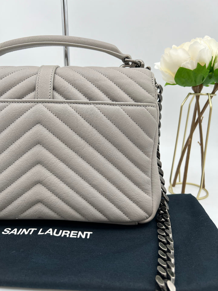 YVES SAINT LAURENT COLLEGE CHEVRON QUILTED BAG SHW MEDIUM
