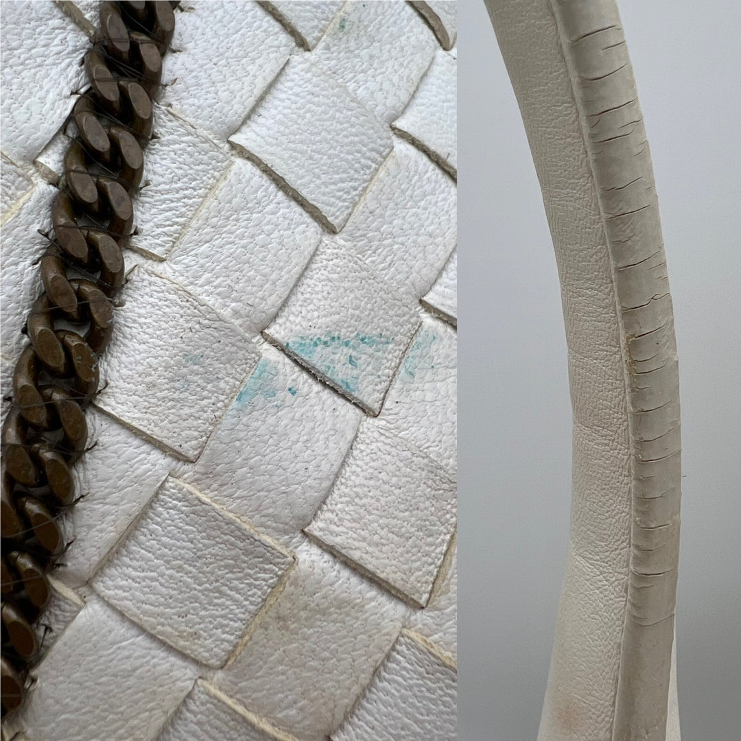 BOTTEGA VENETA WHITE CHAIN AROUND TOTE BAG