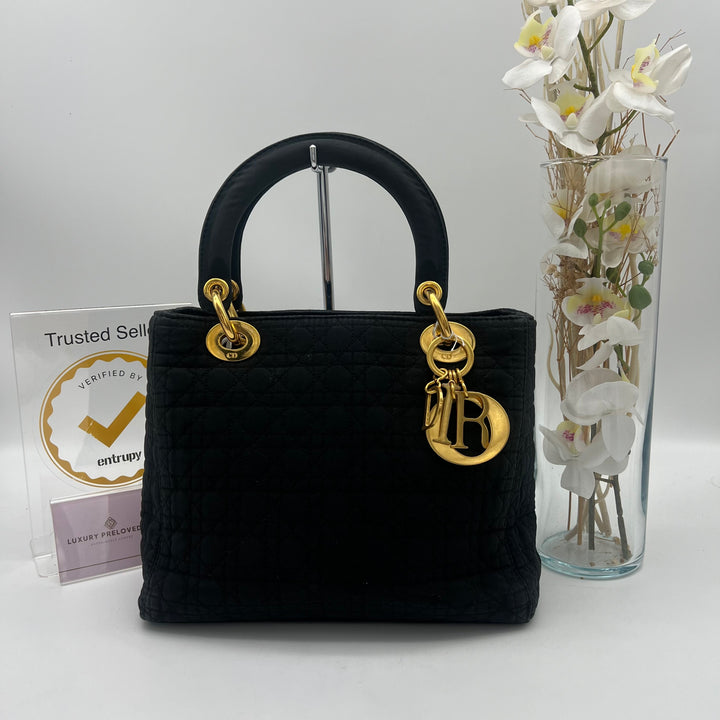 CHRISTIAN LADY DIOR VINTAGE CANVAS SMALL