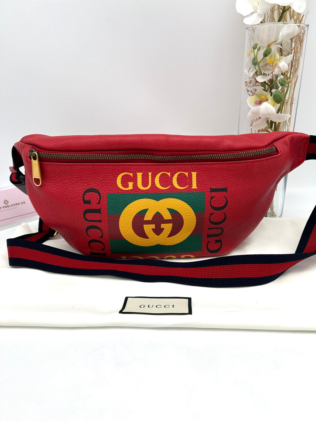 GUCCI RED LEATHER RETRO BELT BAG