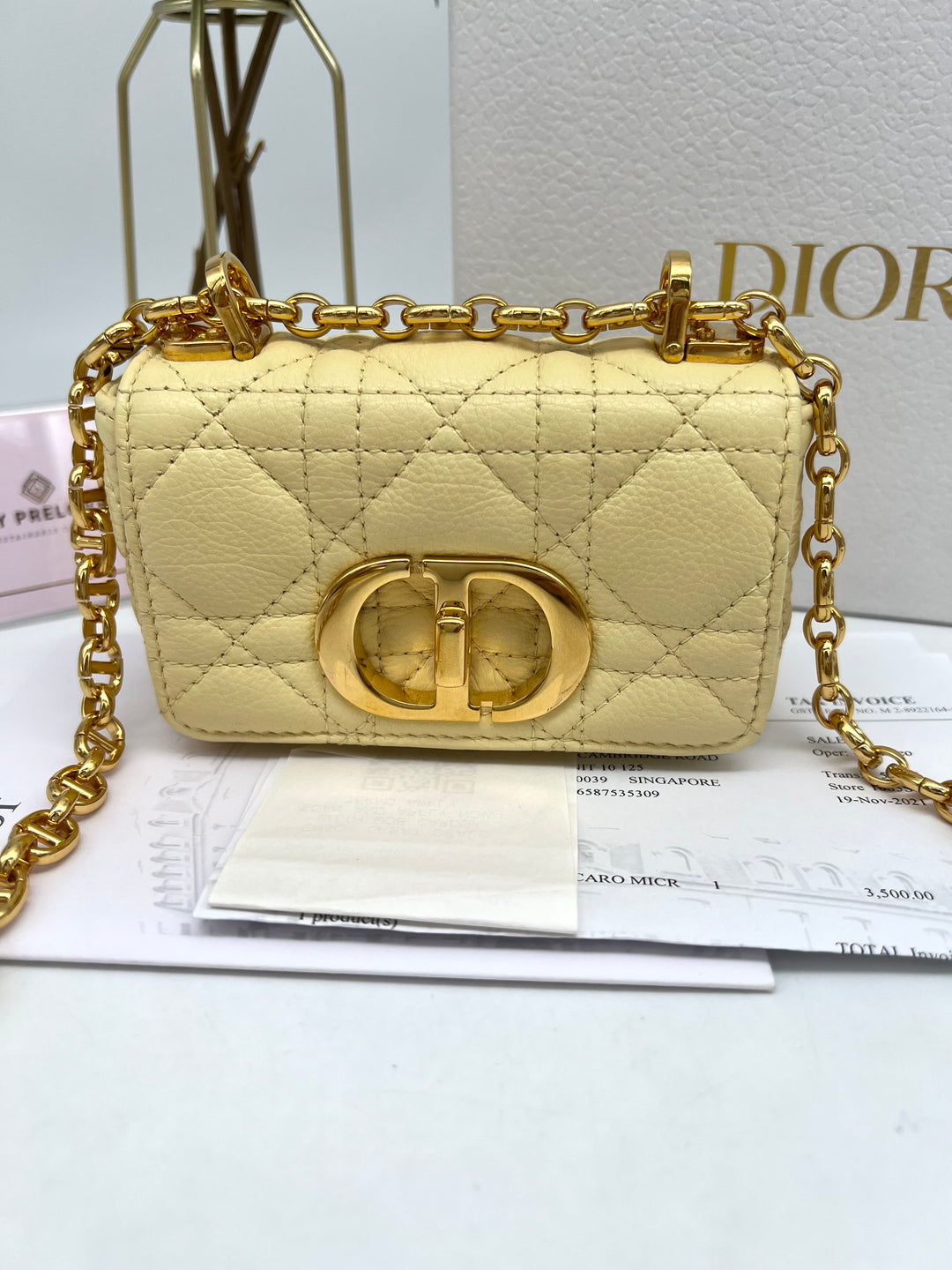 CHRISTIAN DIOR QUILTED CARO MICRO CANNAGE CALFSKIN