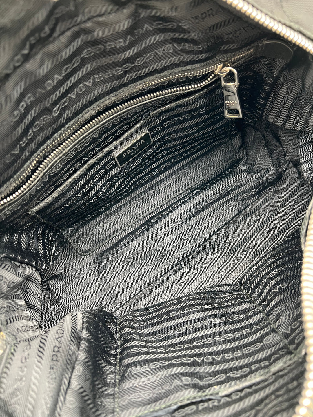 PRADA QUILTED TESSUTO CHAIN SHOULDER BAG