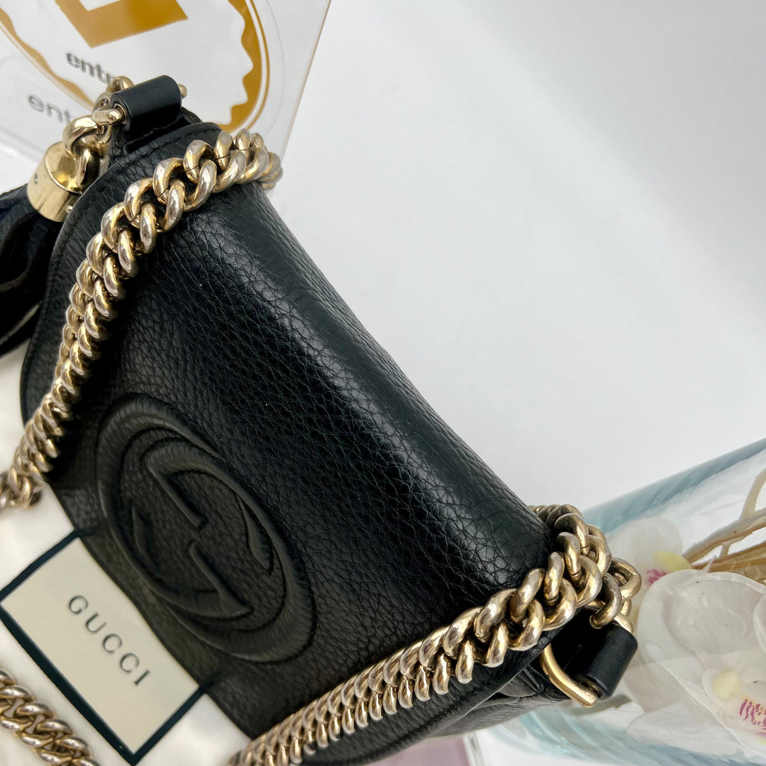 GUCCI DISCO SOHO FLAP CROSSBODY BLACK