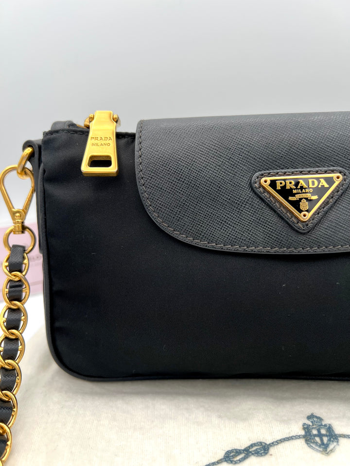 PRADA SAFFIANO NYLON CHAIN BAG