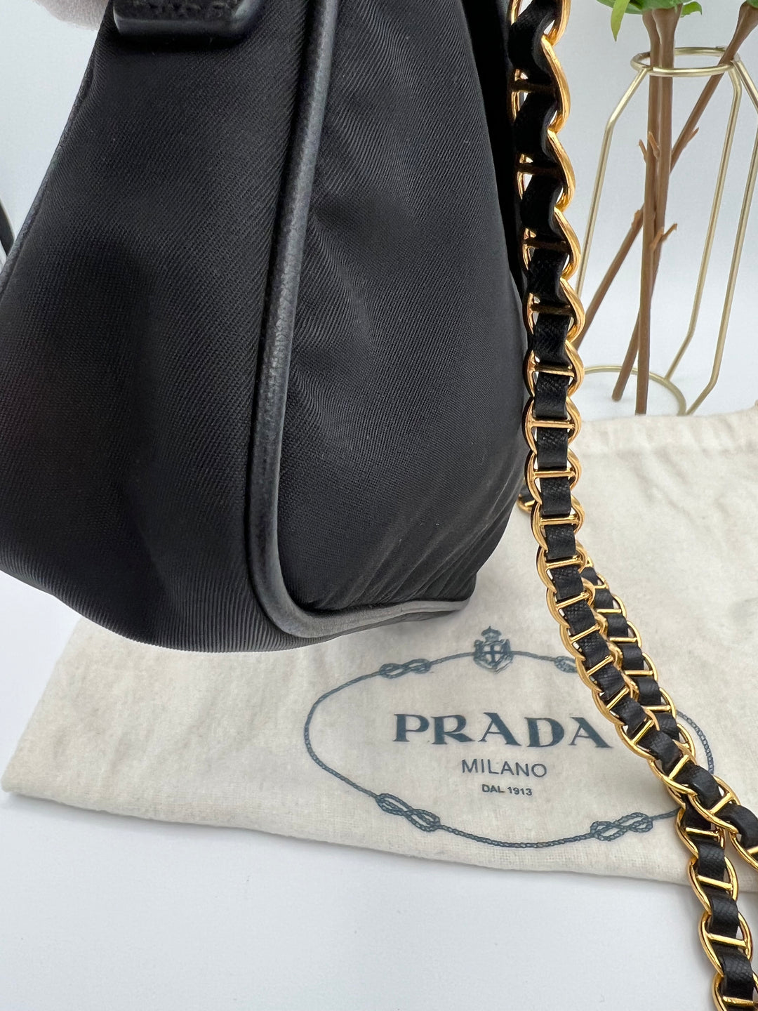 PRADA SAFFIANO NYLON CHAIN BAG