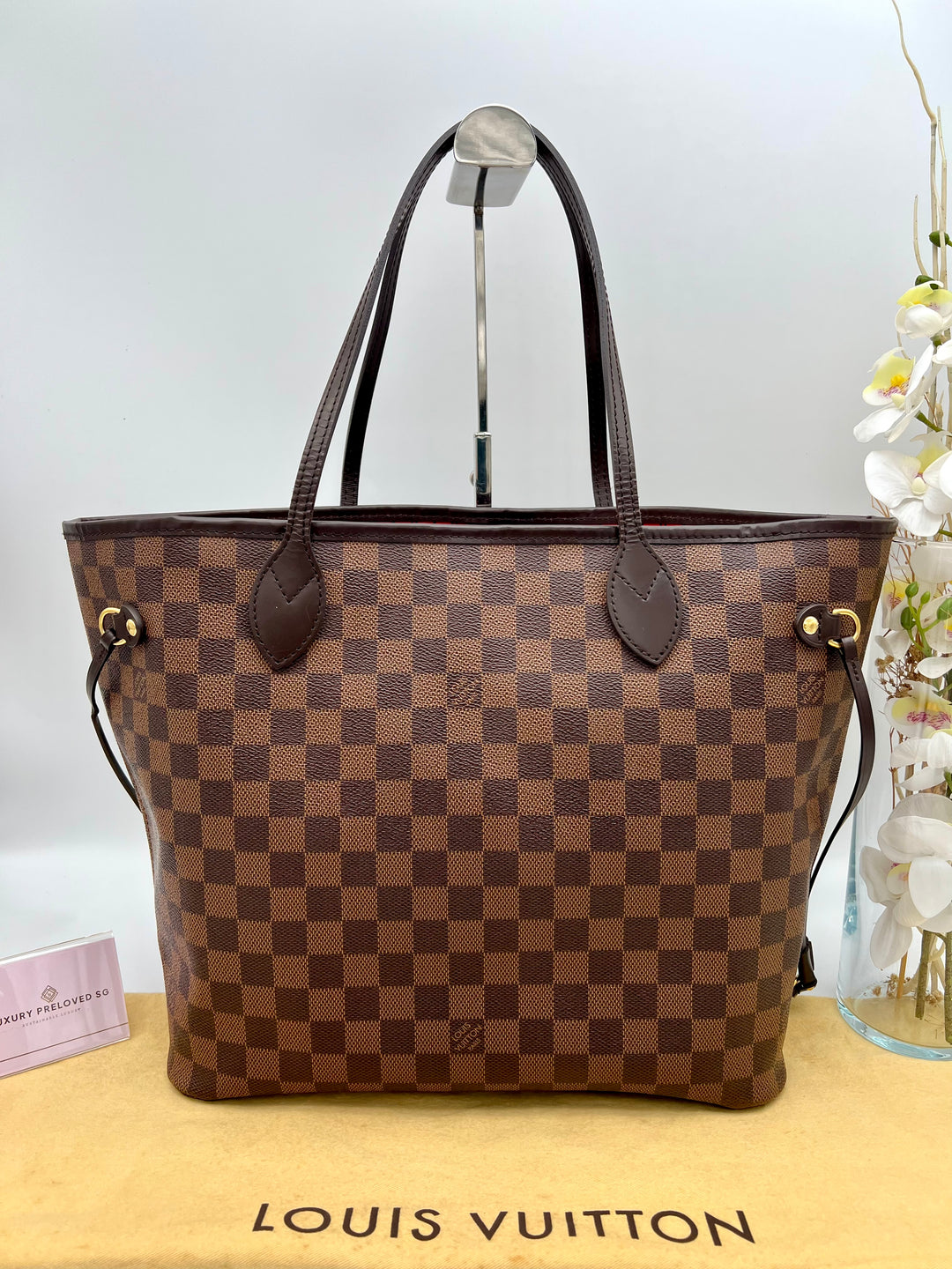 LOUIS VUITTON NEVERFULL MM DAMIER W/ POUCH