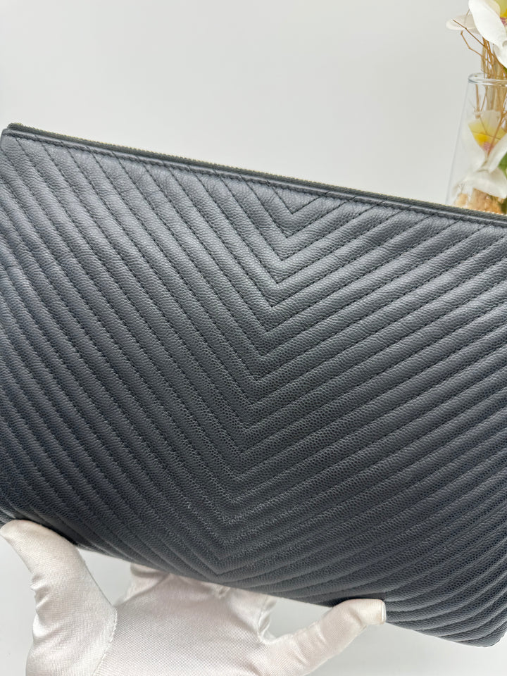 CHANEL CHEVRON LARGE CLUTCH