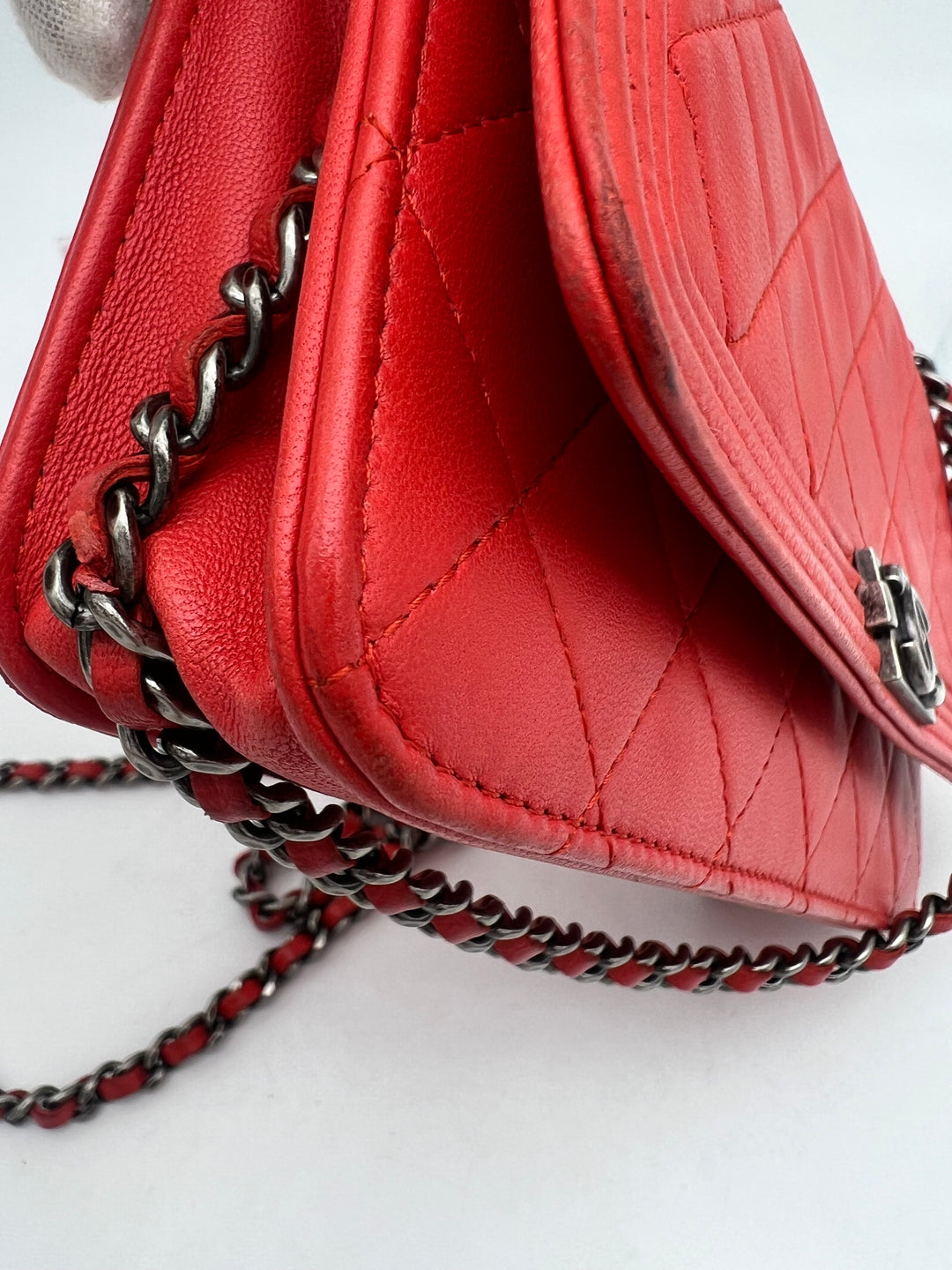 CHANEL BOY WALLET ON CHAIN LAMBSKIN