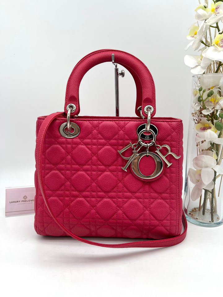CHRISTIAN DIOR LADY DIOR MEDIUM GRAINED LEATHER