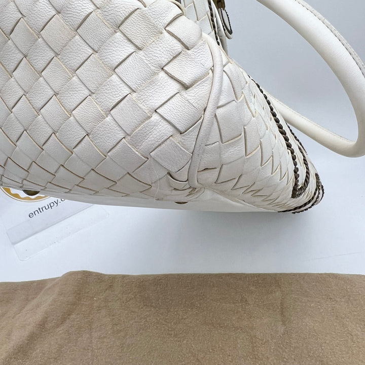 BOTTEGA VENETA WHITE CHAIN AROUND TOTE BAG