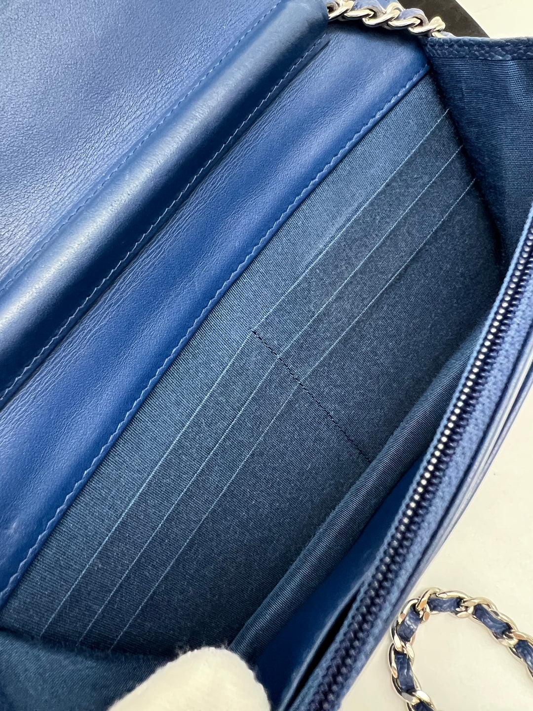 CHANEL CHEVRON CALFSKIN BOY WALLET ON CHAIN