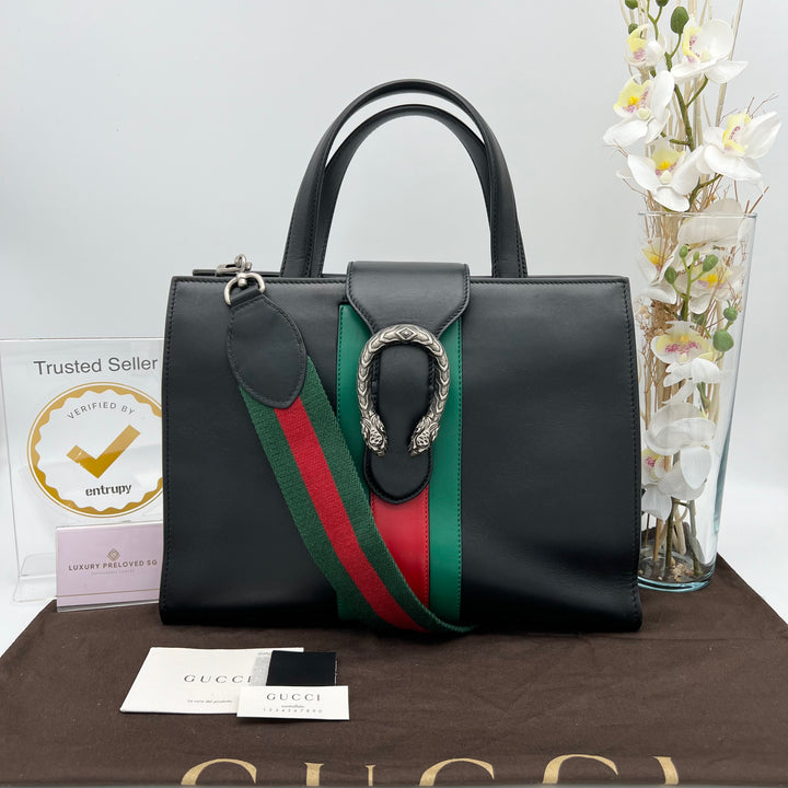 GUCCI CALFSKIN WEB STRIPE DIONYSUS