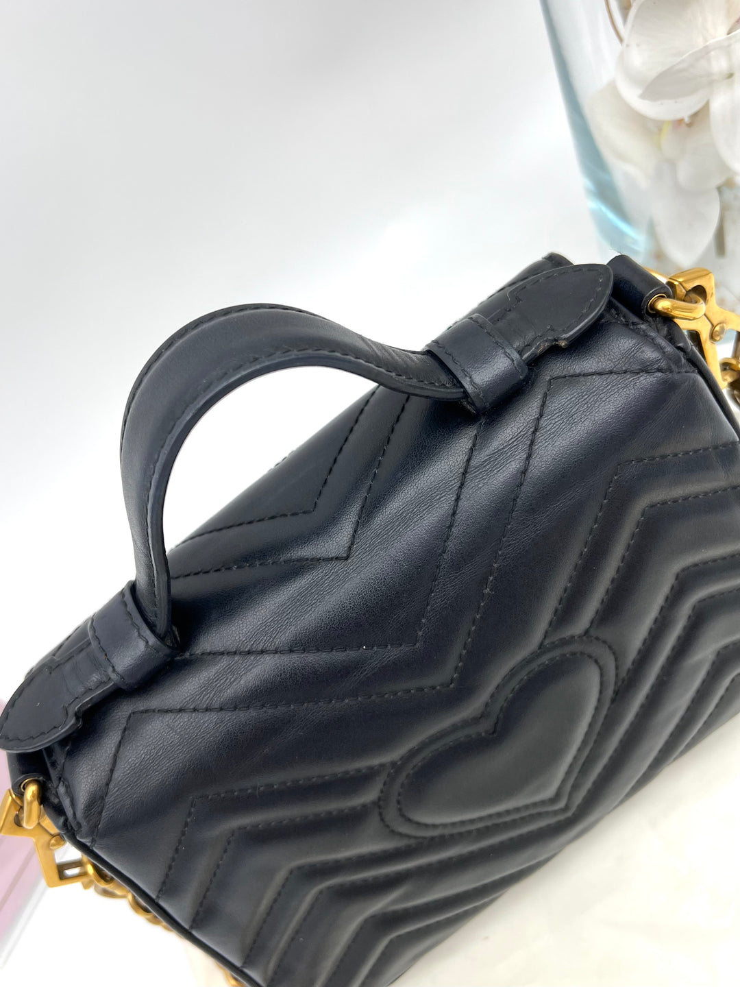GUCCI GG MARMONT TOP HANDLE MINI CHAIN SHOULDER BAG