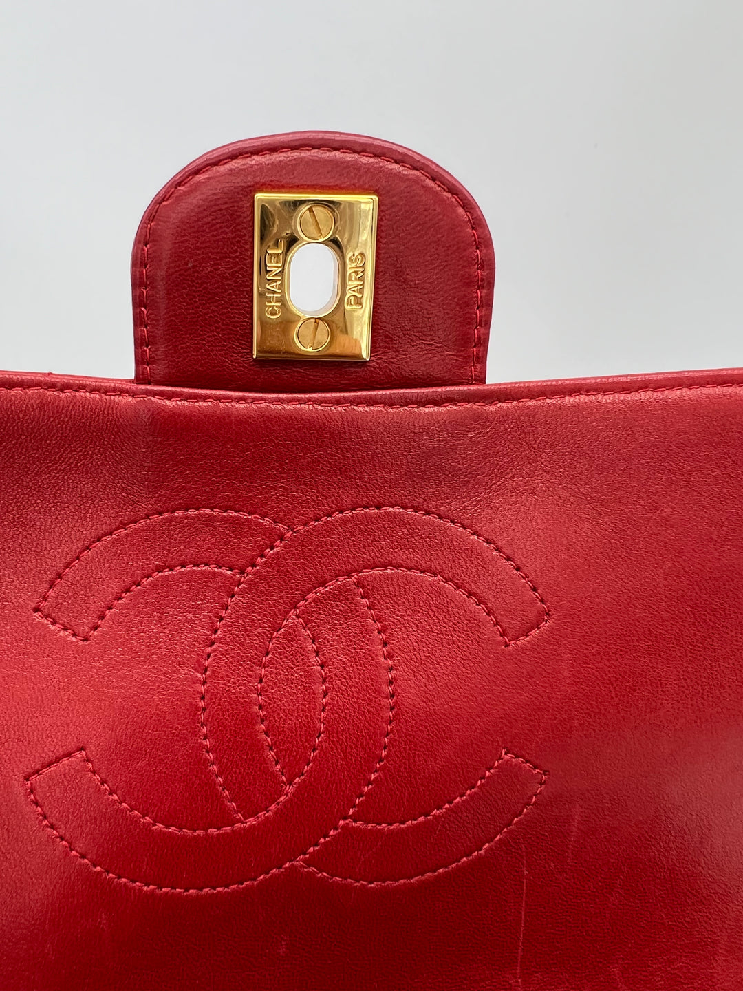 CHANEL RED LAMBSKIN METALASSE CHAIN BAG