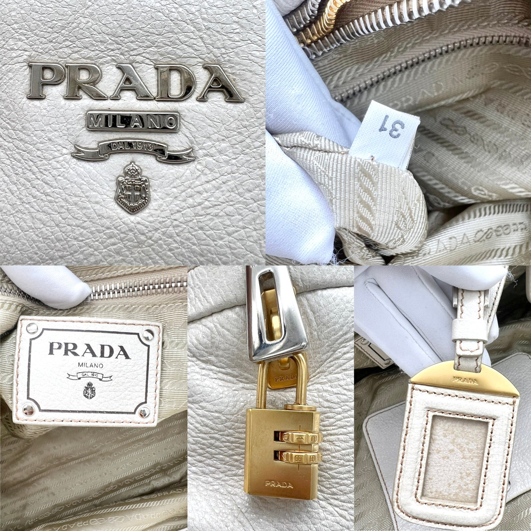 PRADA BEIGE VITELLO SHINE LEATHER